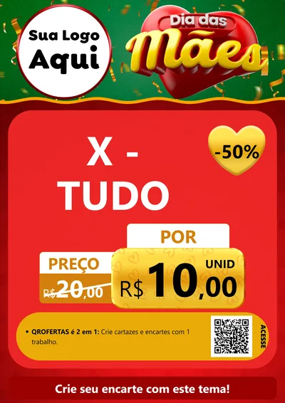 Modelo de Cartaz para Cartaz A4 Vertical com o tema Dia das Mães para Hamburgueria