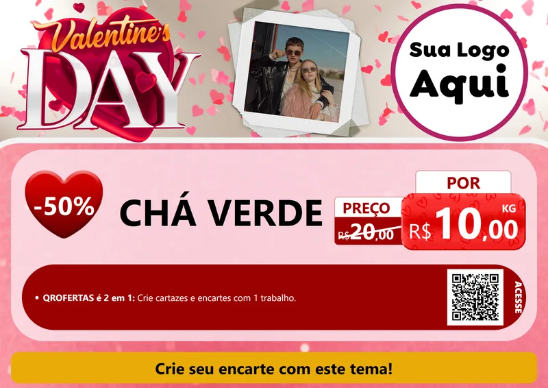 Modelo de Cartaz para Cartaz A4 Horizontal com o tema Valentine's Day para Produtos Naturais