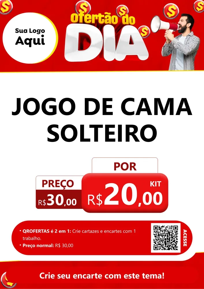 Modelo de Cartaz para Cartaz A4 Vertical com o tema Ofertão do dia para Cama, Mesa e Banho