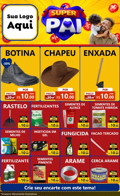 Modelo de Encarte para Encarte Grande com o tema Super Pai para Agropecuária