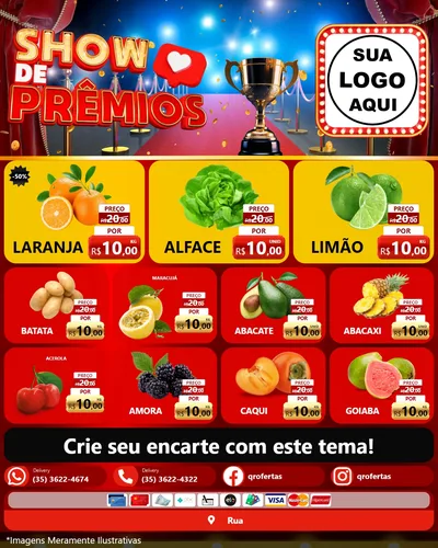 Modelo de Rede Social para Feed Instagram com o tema Show de Prêmios para Hortifrúti