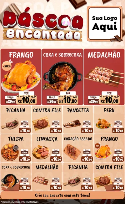 Modelo de Encarte para Encarte Grande com o tema Páscoa Encantada para Assados