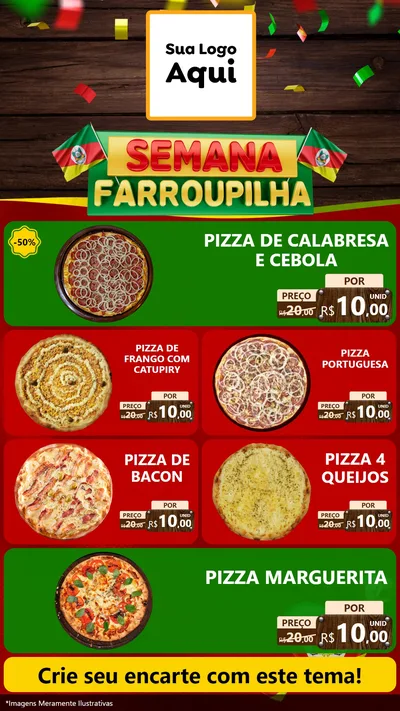 Modelo de TV para TV Vertical com o tema Semana Farroupilha para Pizzaria