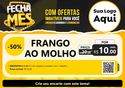 Modelo de Cartaz para Cartaz A4 Horizontal com o tema Fecha Mês para Restaurante