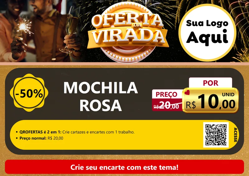 Modelo de Cartaz para Cartaz A4 Horizontal com o tema Oferta da Virada para Papelaria