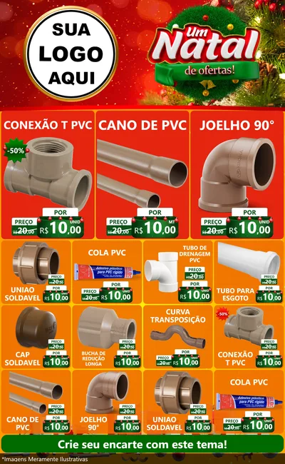 Modelo de Encarte para Encarte Grande com o tema Um Natal de Ofertas para Tubos e conexões