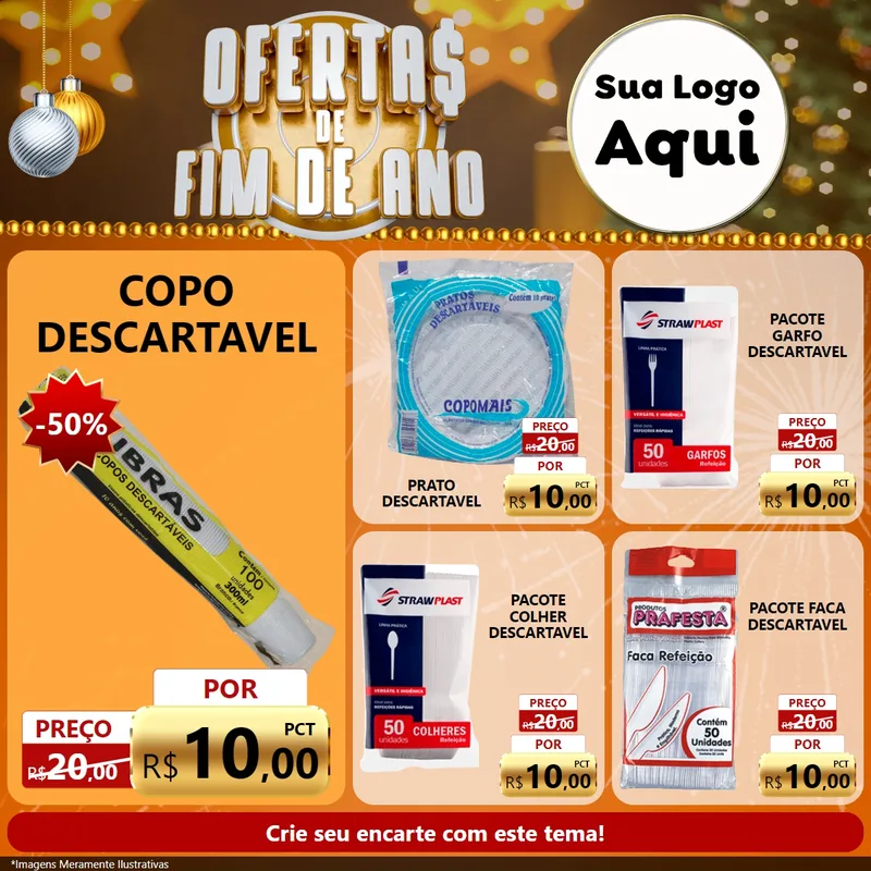 Modelo de Rede Social para Feed Facebook com o tema Ofertas de Fim de Ano para Embalagens