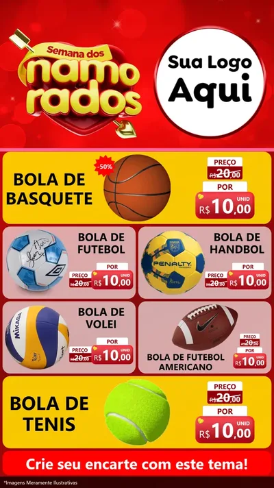 Modelo de TV para TV Vertical com o tema Semana dos namorados para Artigos Esportivos