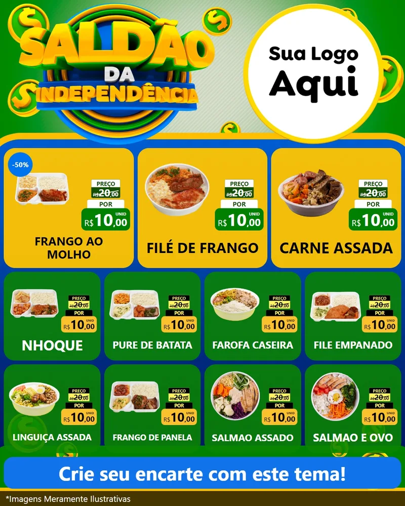 Modelo de Rede Social para Feed Instagram com o tema Saldão da Indepêndencia para Restaurante