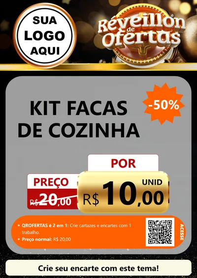Modelo de Cartaz para Cartaz A4 Vertical com o tema Réveillon de Ofertas para Utilidades Domésticas