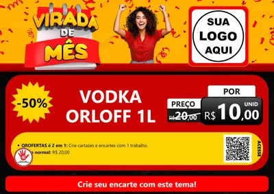 Modelo de Cartaz para Cartaz A4 Horizontal com o tema Virada de Mês para Distribuidora de bebidas