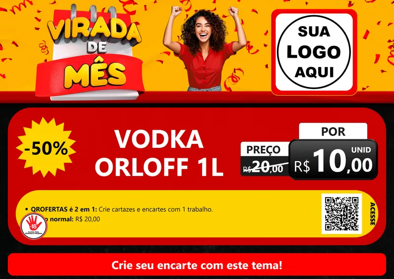 Modelo de Cartaz para Cartaz A4 Horizontal com o tema Virada de Mês para Distribuidora de bebidas