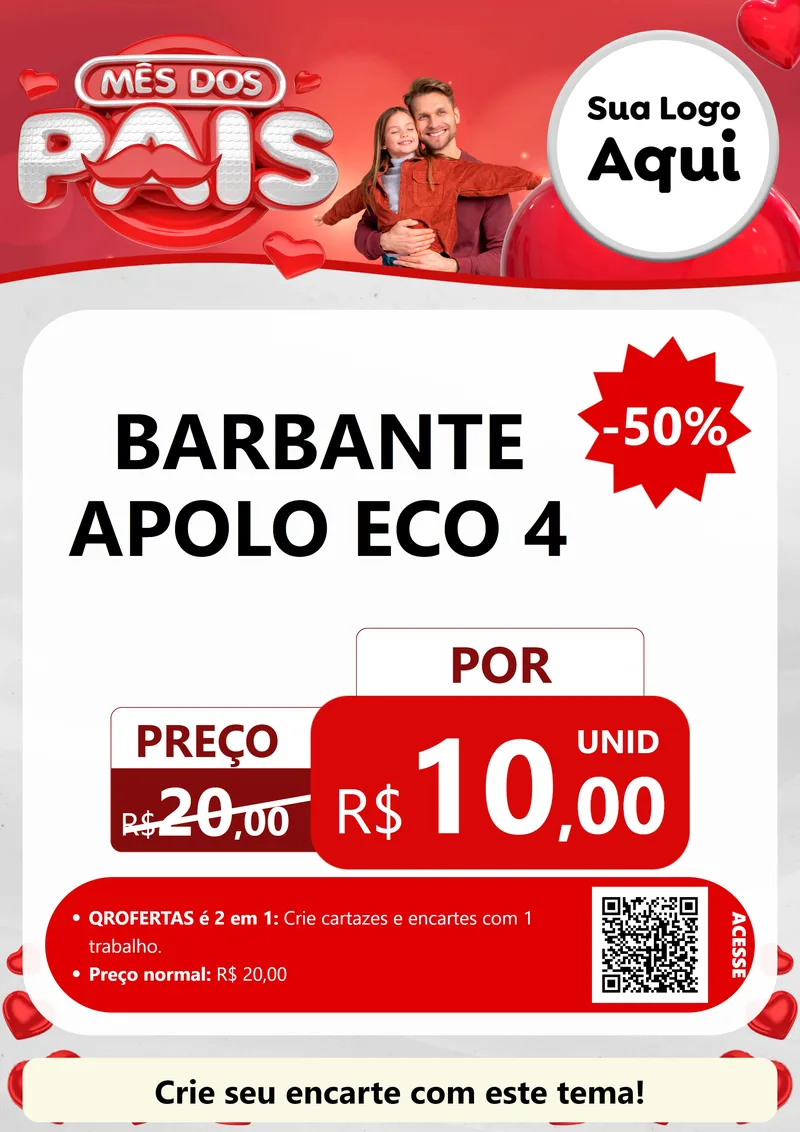 Modelo de Cartaz para Cartaz A4 Vertical com o tema Mês dos Pais para Armarinho e Aviamentos