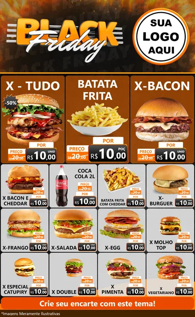 Modelo de Encarte para Encarte Grande com o tema Black Friday para Hamburgueria