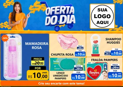 Modelo de Encarte para Encarte A4 Horizontal com o tema Oferta do Dia para Bebês