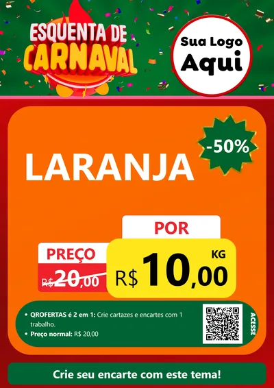 Modelo de Cartaz para Cartaz A4 Vertical com o tema Esquenta de Carnaval para Hortifrúti