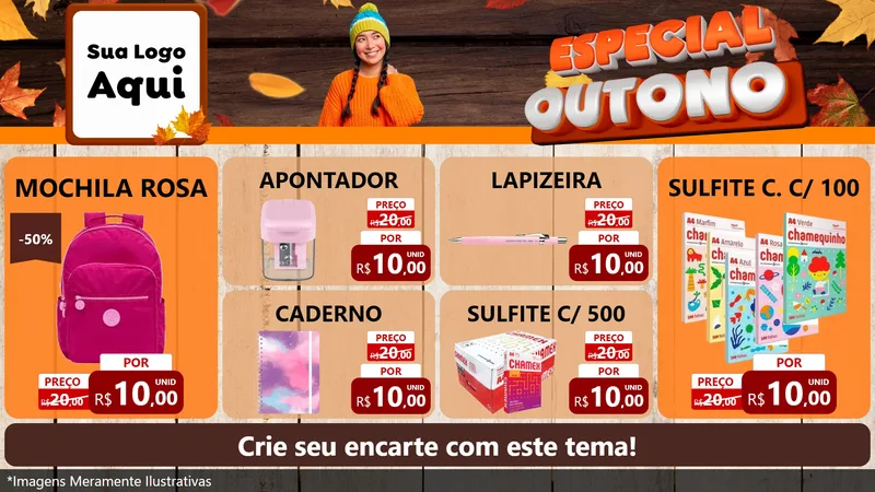 Modelo de TV para TV Horizontal com o tema Especial Outono para Papelaria