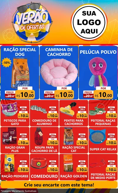 Modelo de Encarte para Encarte Grande com o tema Verão de Ofertas para Pet Shop