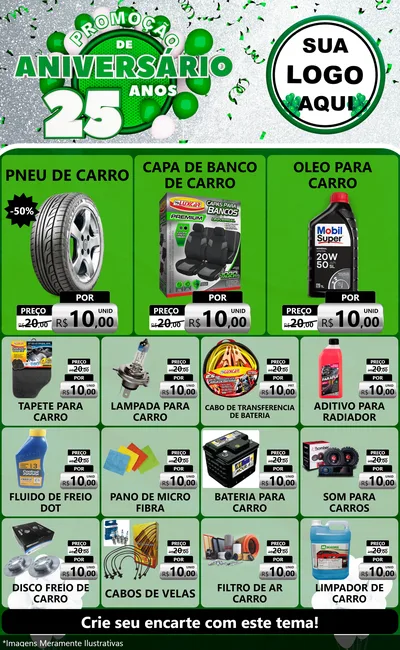 Modelo de Encarte para Encarte Grande com o tema Promoção de Aniversário - 25 Anos para Auto peças