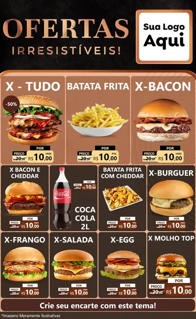 Modelo de Encarte para Encarte Grande com o tema Ofertas Irresistíveis! para Hamburgueria