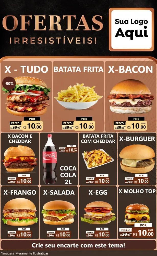 Modelo de Encarte para Encarte Grande com o tema Ofertas Irresistíveis! para Hamburgueria