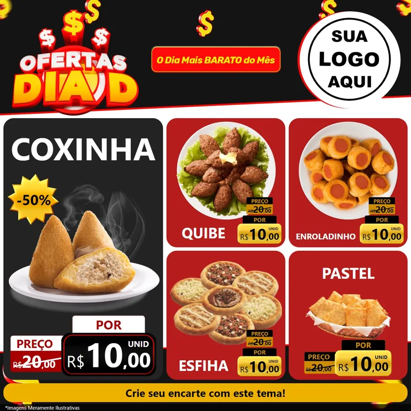Modelo de Rede Social para Feed Facebook com o tema Ofertas Dia D para Salgadaria