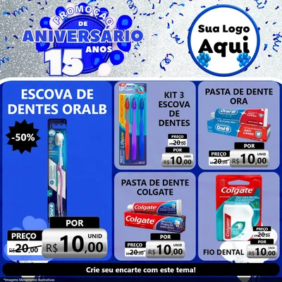 Modelo de Rede Social para Feed Facebook com o tema Promoção de Aniversário - 15 Anos para Higiene Pessoal