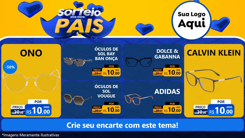 Modelo de TV para TV Horizontal com o tema Sorteio Dia dos Pais para Óticas