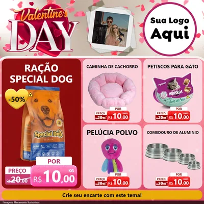 Modelo de Rede Social para Feed Facebook com o tema Valentine's Day para Pet Shop