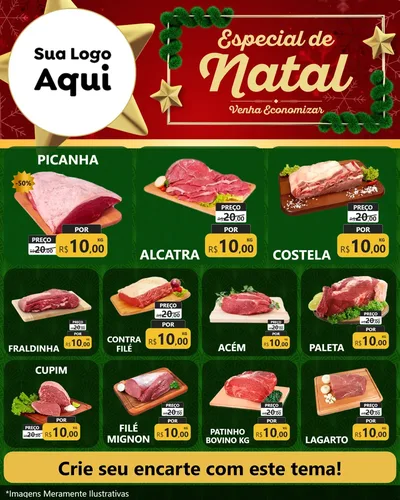 Modelo de Rede Social para Feed Instagram com o tema Especial de Natal para Açougue