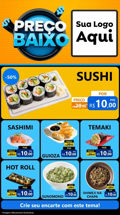 Modelo de Rede Social para Stories com o tema Preço Baixo para Comida japonesa