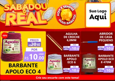 Modelo de Encarte para Encarte A4 Horizontal com o tema Sabadou do Real para Armarinho e Aviamentos