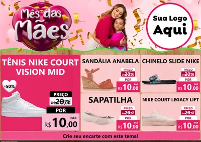 Modelo de Encarte para Encarte A4 Horizontal com o tema Mês das Mães para Calçados