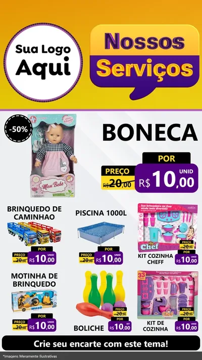 Modelo de Rede Social para Stories com o tema Nossos Serviços para Brinquedos