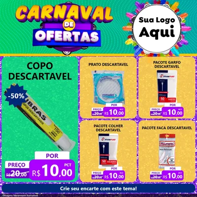 Modelo de Rede Social para Feed Facebook com o tema Carnaval de Ofertas para Embalagens