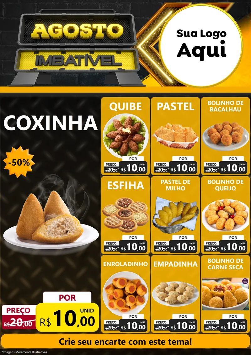 Modelo de Encarte para Encarte A4 Vertical com o tema Agosto Imbatível para Salgadaria