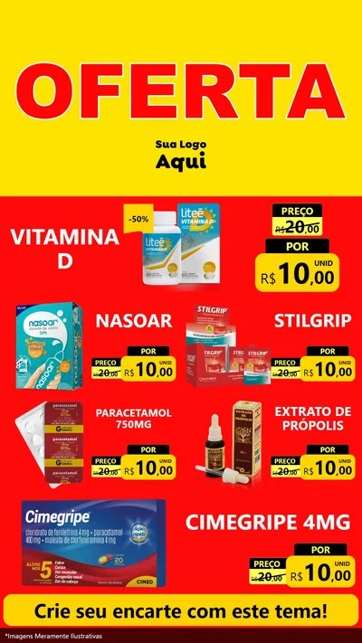 Modelo de TV para TV Vertical com o tema OFERTA - Vermelho Cartaz para Farmácia