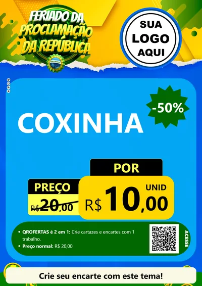 Modelo de Cartaz para Cartaz A4 Vertical com o tema Feriado da Proclamação da República para Salgadaria