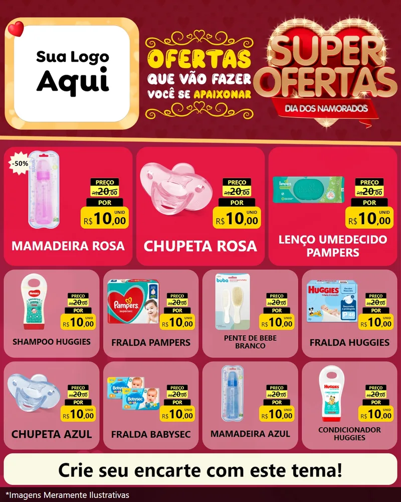 Modelo de Rede Social para Feed Instagram com o tema Dia dos Namorados para Bebês