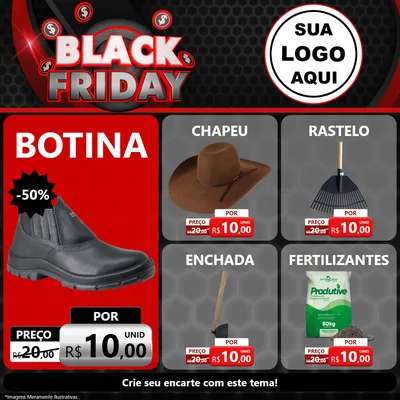 Modelo de Rede Social para Feed Facebook com o tema Black Friday para Agropecuária