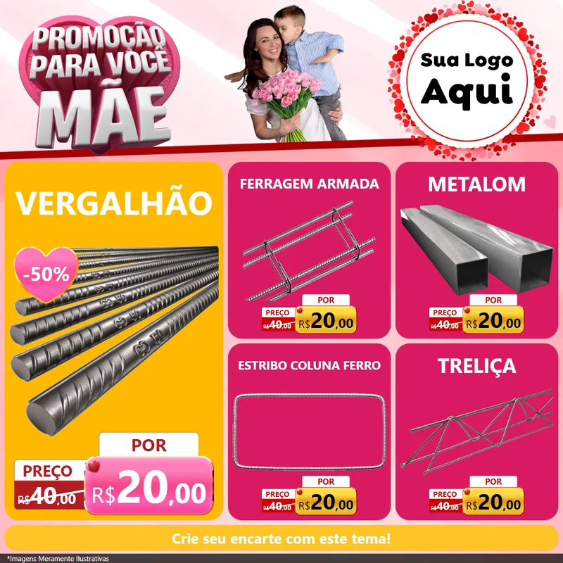 Modelo de Rede Social para Feed Facebook com o tema Promoção Para Você Mãe para Ferragens
