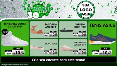 Modelo de TV para TV Horizontal com o tema Promoção de Aniversário - 30 Anos para Calçados