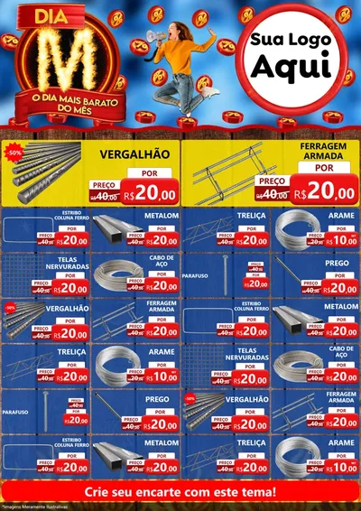 Modelo de Encarte para Encarte A4 Vertical com o tema Dia M - O Dia Mais Barato Do Mês para Ferragens