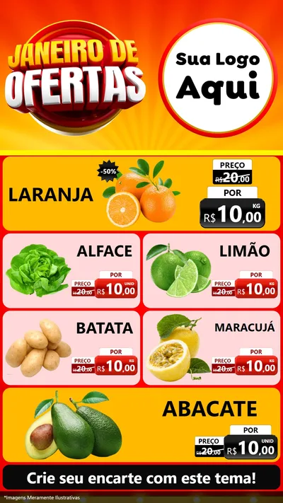 Modelo de TV para TV Vertical com o tema Janeiro de Ofertas para Hortifrúti