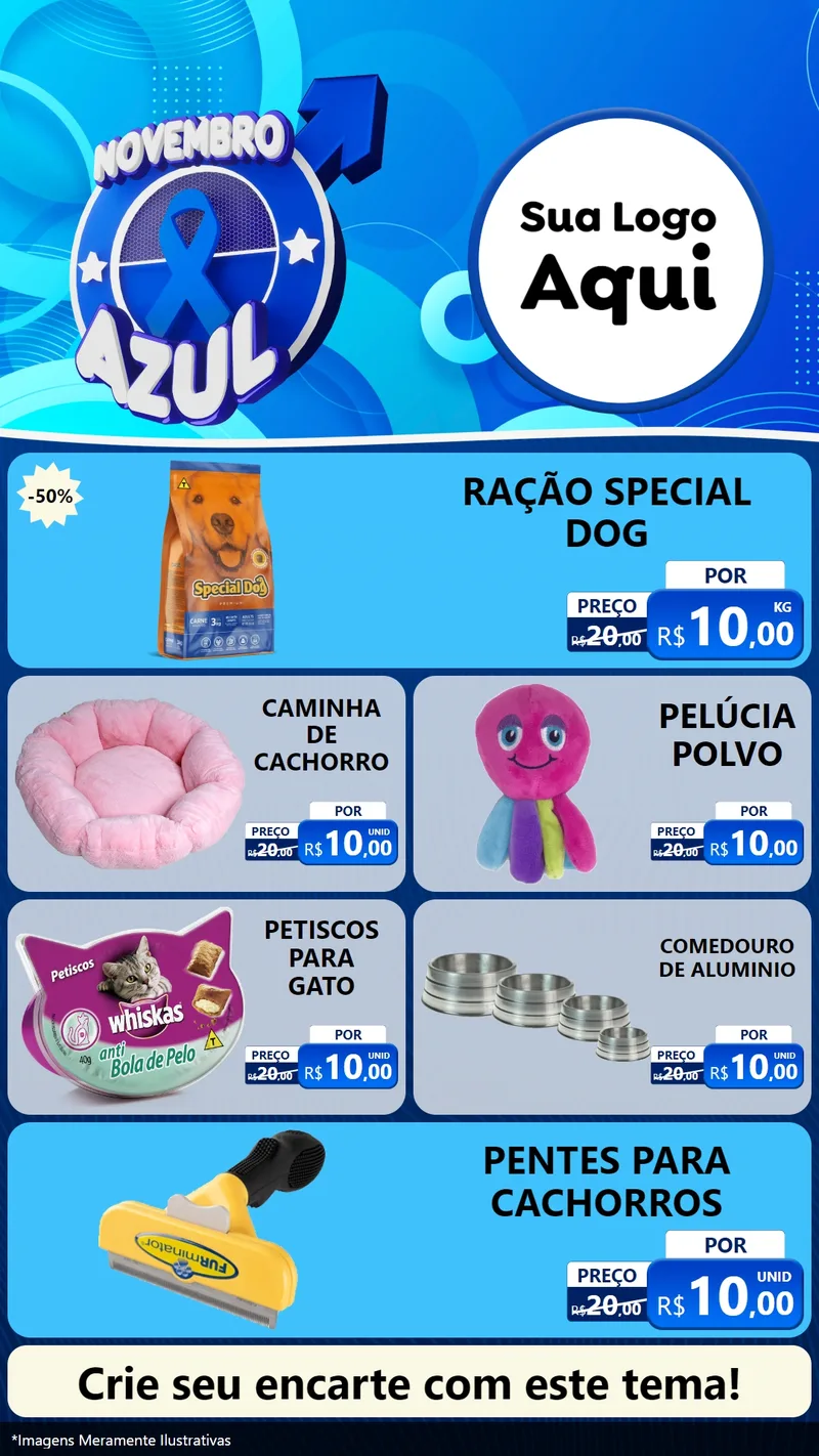 Modelo de TV para TV Vertical com o tema Novembro Azul para Pet Shop