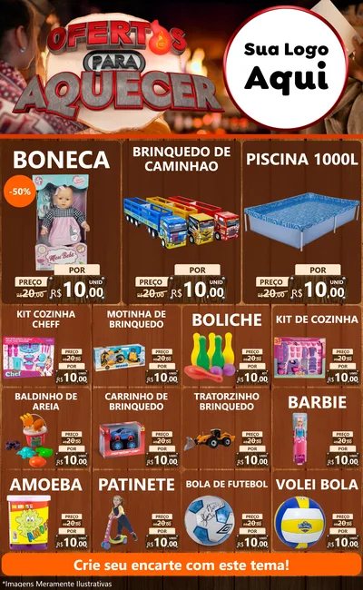 Modelo de Encarte para Encarte Grande com o tema Ofertas Para Aquecer para Brinquedos