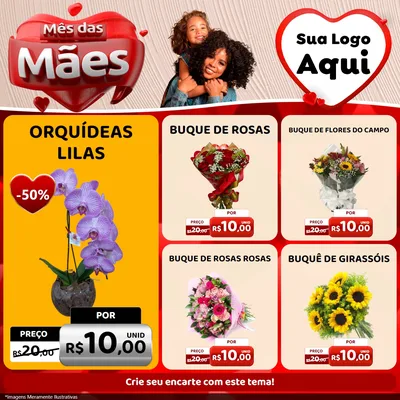 Modelo de Rede Social para Feed Facebook com o tema Mês das Mães para Floricultura e jardim