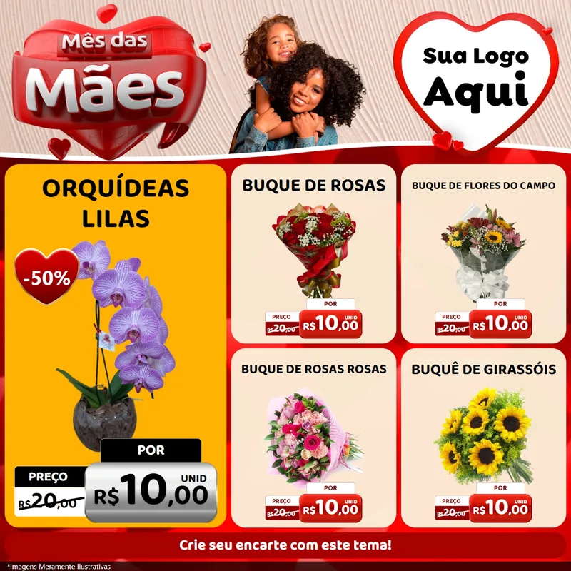 Modelo de Rede Social para Feed Facebook com o tema Mês das Mães para Floricultura e jardim