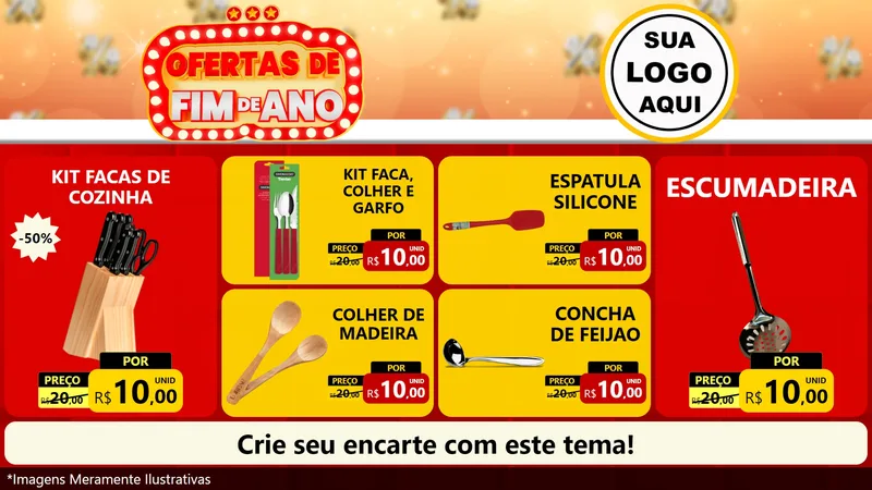 Modelo de TV para TV Horizontal com o tema Ofertas de Fim de Ano para Utilidades Domésticas