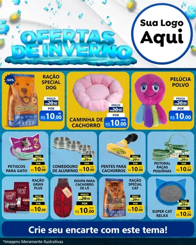 Modelo de Rede Social para Feed Instagram com o tema Ofertas de Inverno para Pet Shop